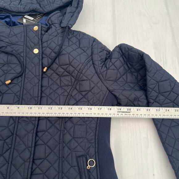 Cashew Flower Sherven X. Quilted Lightweight Womens Navy Blue Jacket Sz 40 USA 8 - Picture 7 of 15